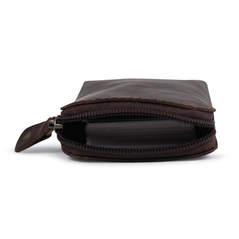 CestAntiQ Premium Full-Grain Leather Playing Card Case Zippered Card Deck Holder for Poker and Bridge Travel Accessory Secure Multi-Purpose Wallet Compatible for Pockemon Cards Holder Brown