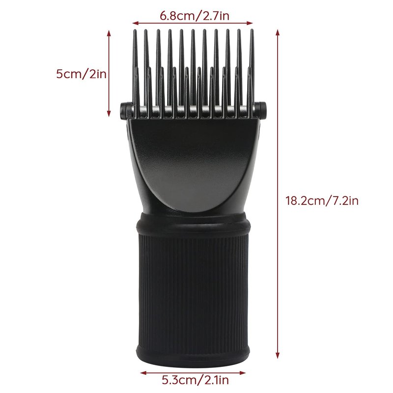 Segbeauty Blow Dryer Comb Attachment, Black Brush Attachments for Hair Dryer Concentrator Nozzle 1.69-1.76in and 2.12in, Pro Hairdressing Styling Salon Tool to Straighten Detangle Curly Natural Hair