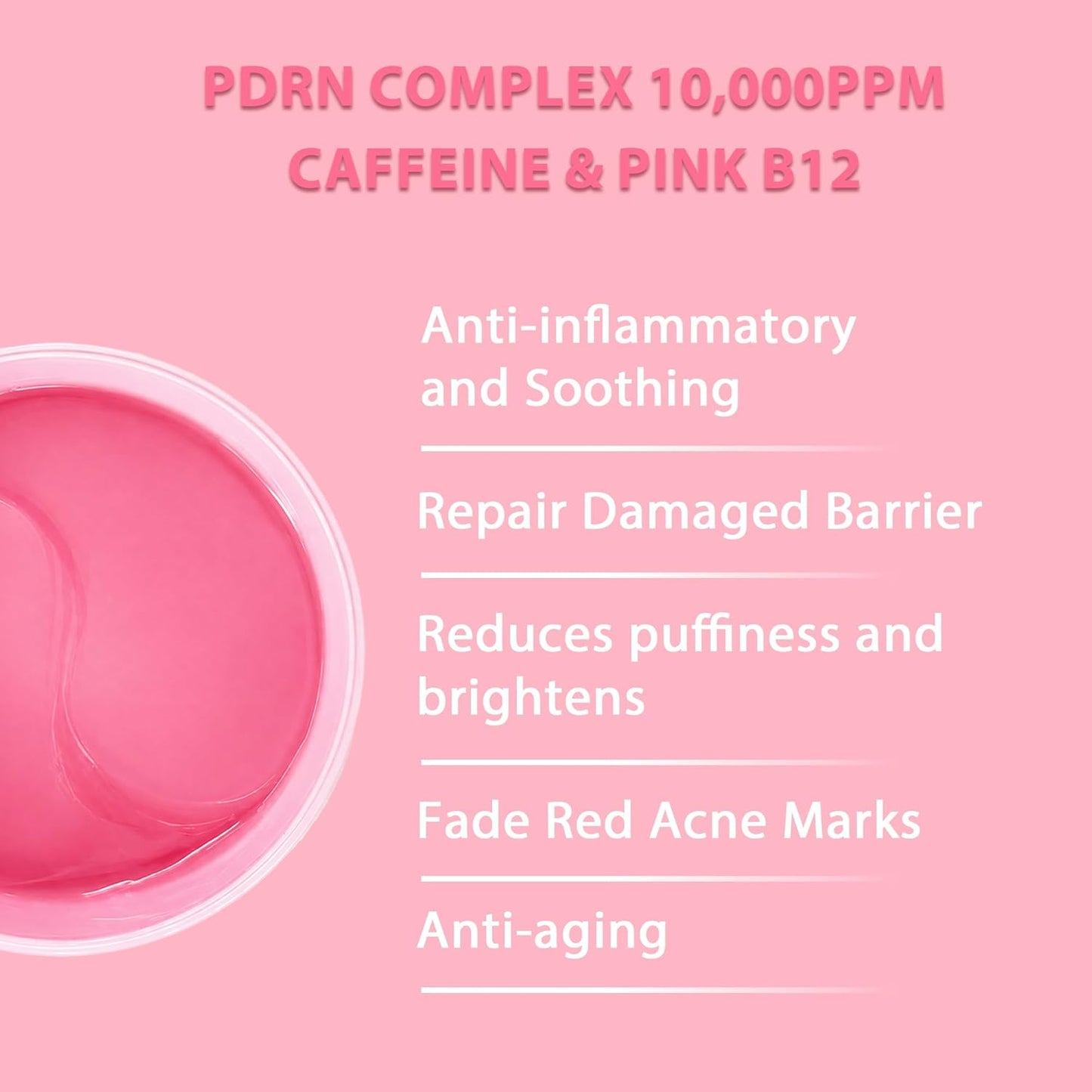 PDRN Collagen Multi Balm Stick & Eye Patches Set - Pink B12 & Caffeine Under Eye Care | 0.32 Oz Balm + 60 Patches