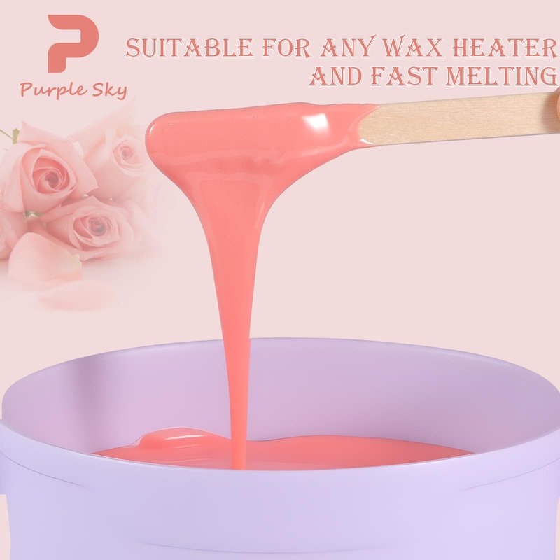 PURPLESKY 5lbs Hard Wax Beads Bulk, Professional Hair Removal Wax Kit for Coarse Hair & Sensitive Skin, Low Temperature, Microwavable, Painless Brazilian, Bikini, Face, Leg, Body Home Use, Pink