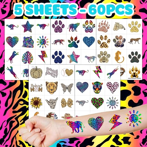 Cheetah Temporary Tattoos - 96 Jungle Theme Stickers for Kids