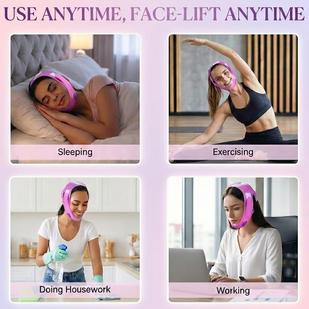 AELuxLas Chin Strap for Sleeping - Soft Silicone Double Chin Reducer Eliminator for Women Men, Reusable V Line Chin Lifting Mask Face Slimming Strap, Breathable Face Shaper For jawline And Double Chin