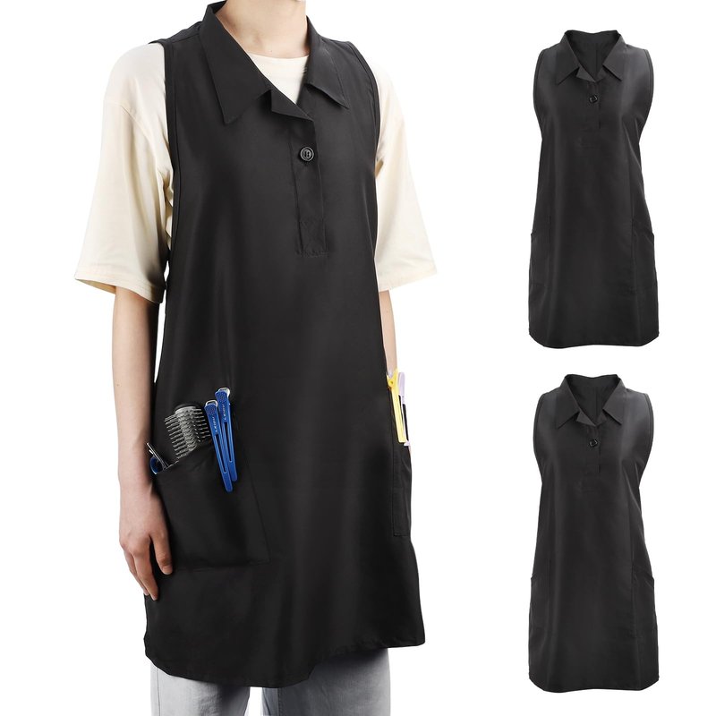 Segbeauty 2pcs Hairstylist Aprons for Women, Black Hair Stylist Salon Apron with Pockets, Professional Salon SPA Hair Stylist Vest Cosmetology Barber Apron, Hairstylist Essentials Supplies Small