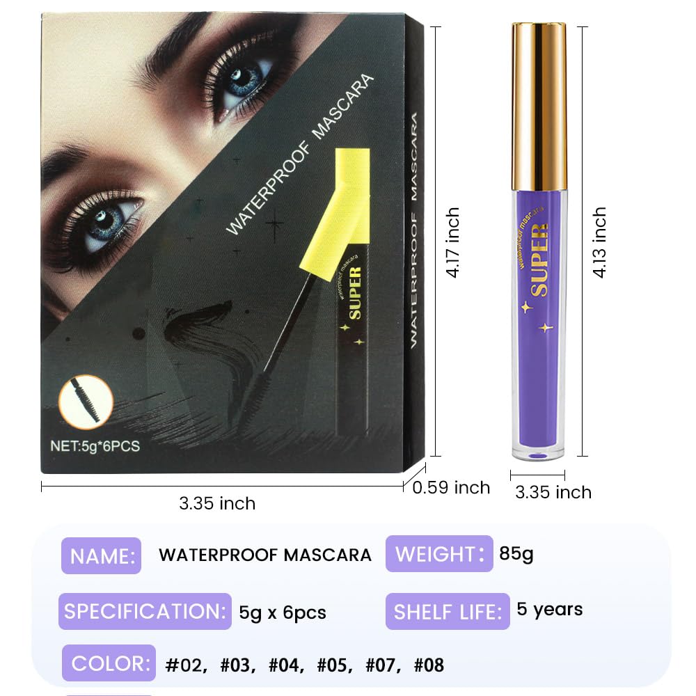 Colorful Mascara Set - Voluminous Lengthening & Curling Formula | Pink, Purple, Blue, Green, Red, Teal