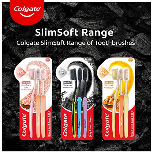 Colgate SlimSoft Charcoal Toothbrush Set of 4 - Gentle Deep Clean