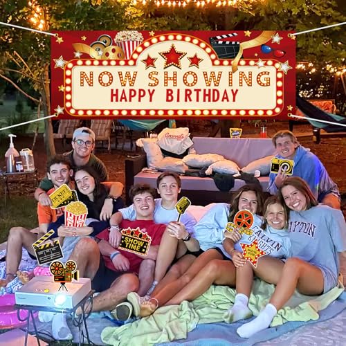 Movie Night Party Decorations Set with Now Showing Banner & Cutouts