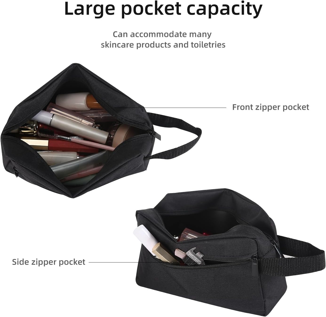 Travel Toiletry Bag - Hanging Cosmetic Organizer for Men & Women | Black Travel Accessory