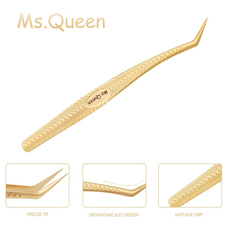 Ms.Queen Lash Tweezers for Eyelash Extension-Professional Lashing Tweezers for Mega Volume Mink Eyelashes Extensions Applying,Volume