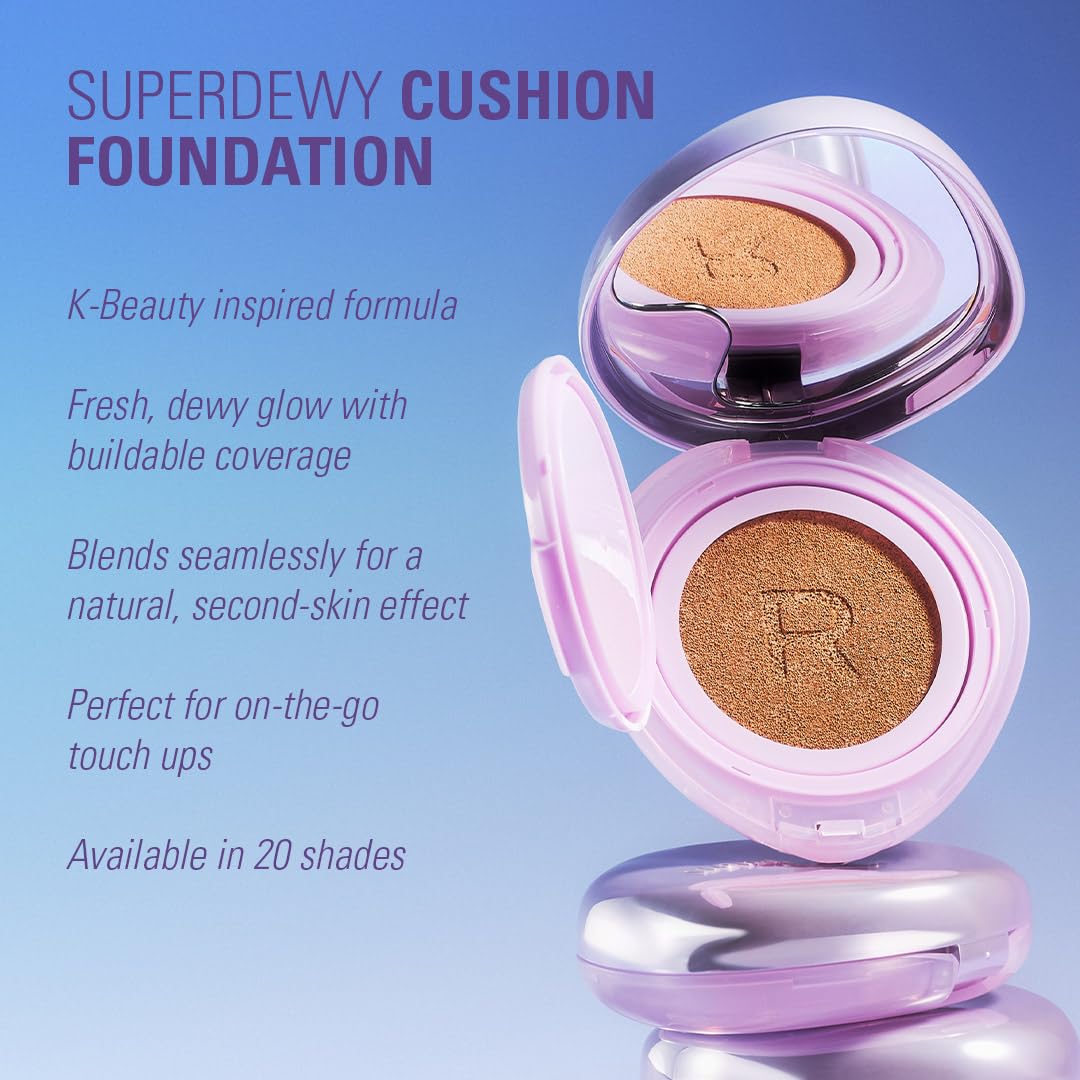 Revolution Superdewy Cushion Foundation with Peptides, Radiant Finish, Buildable Coverage, Hydrating for Mature Skin, Vegan & Cruelty-Free, Light Cool, 0.32 oz