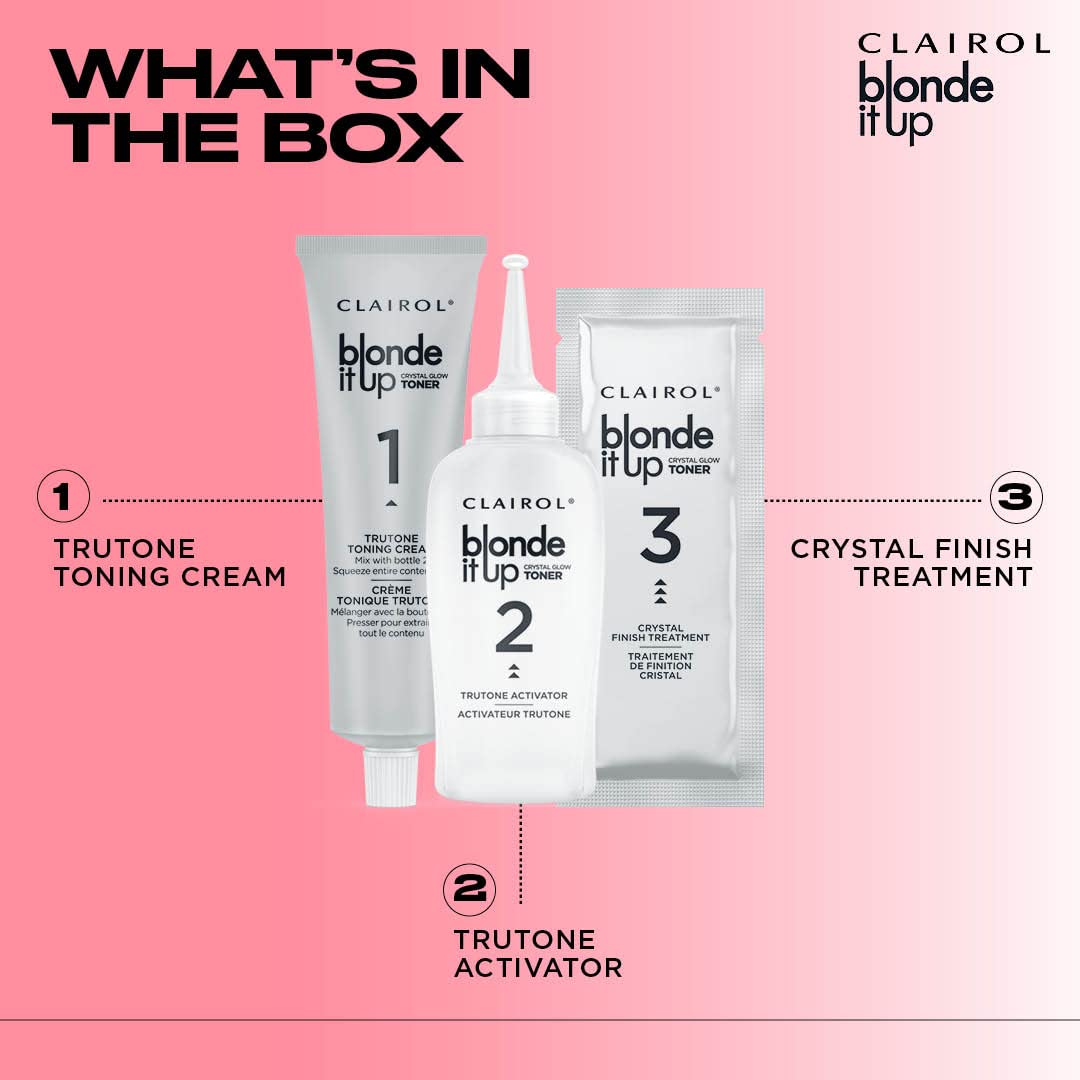 Clairol Blonde It Up Crystal Glow Toners Demi-Permanent Hair Dye, Rose Quartz Hair Color | Ammonia Free | Add Pearlescent Tones to Pre-Lightened Shades | Neutralizes Warmth | Pack of 1