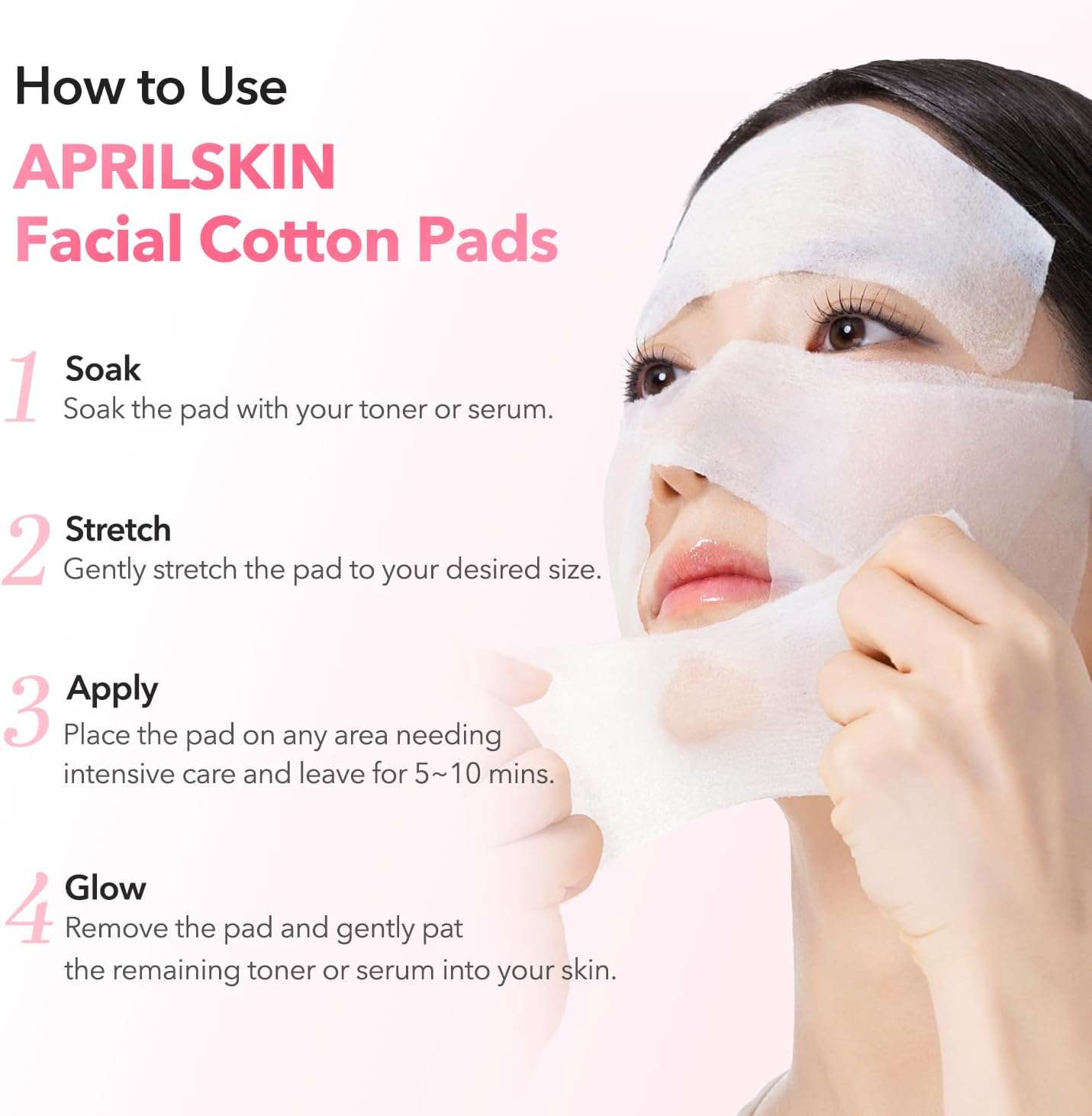 APRILSKIN Facial Pads - Lint-Free Toner & Makeup Remover | Custom Fit Up to 9.25" | Dermatologist-Approved for Sensitive Skin (60ct)