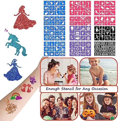 38-Color Temporary Glitter Tattoo Kit for Kids & Adults