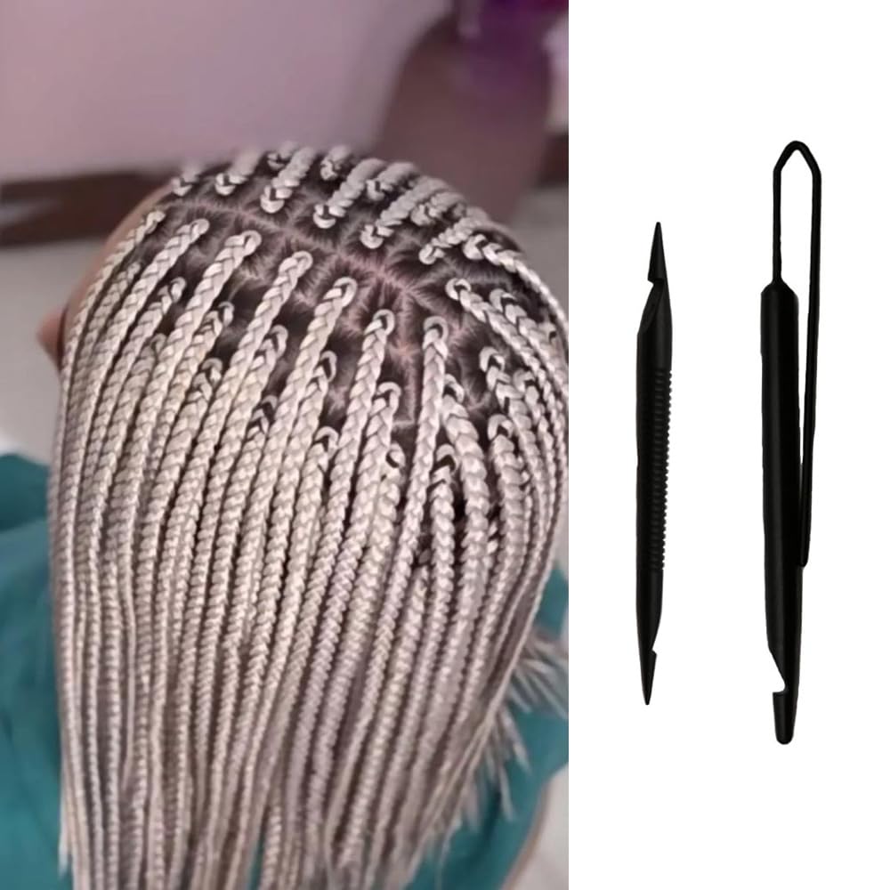 NentMent 2 Pack Loc Interlocking Tool Double Ended Dreadlock Crochet Hooks Dreadlock Retightening Tool Kit Dreadlock Crochet Needle for Locs Sisterlock Interlocks Hair Styling Hippie Dreads Microlocks