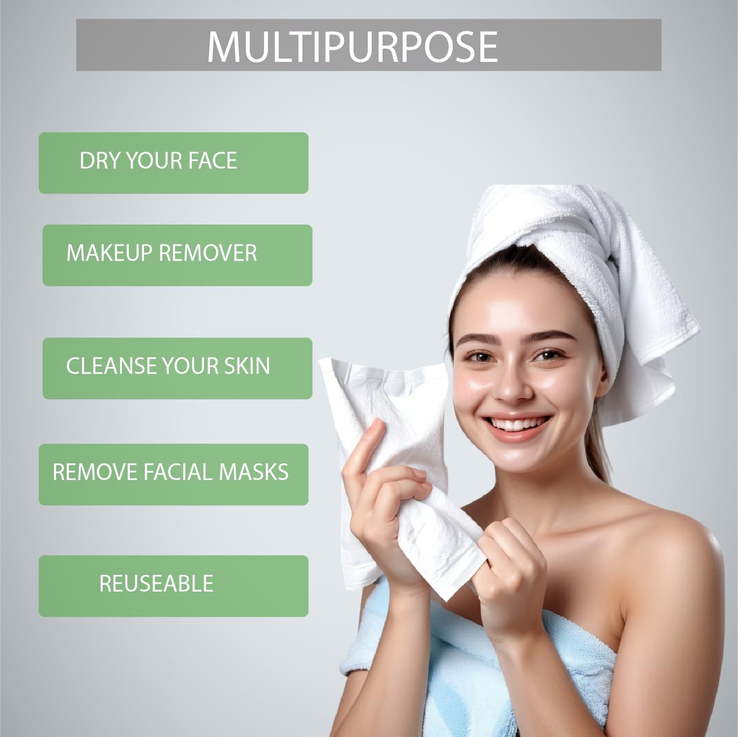 Fibertowels XL Disposable Face Towels 10” x 12” Eucalyptus Fiber Face Towelettes, Ultra Soft Facial Tissue Wipes for Women, Skin Friendly Dry Wipes Makeup Remover 50 Count (Pack of 1)