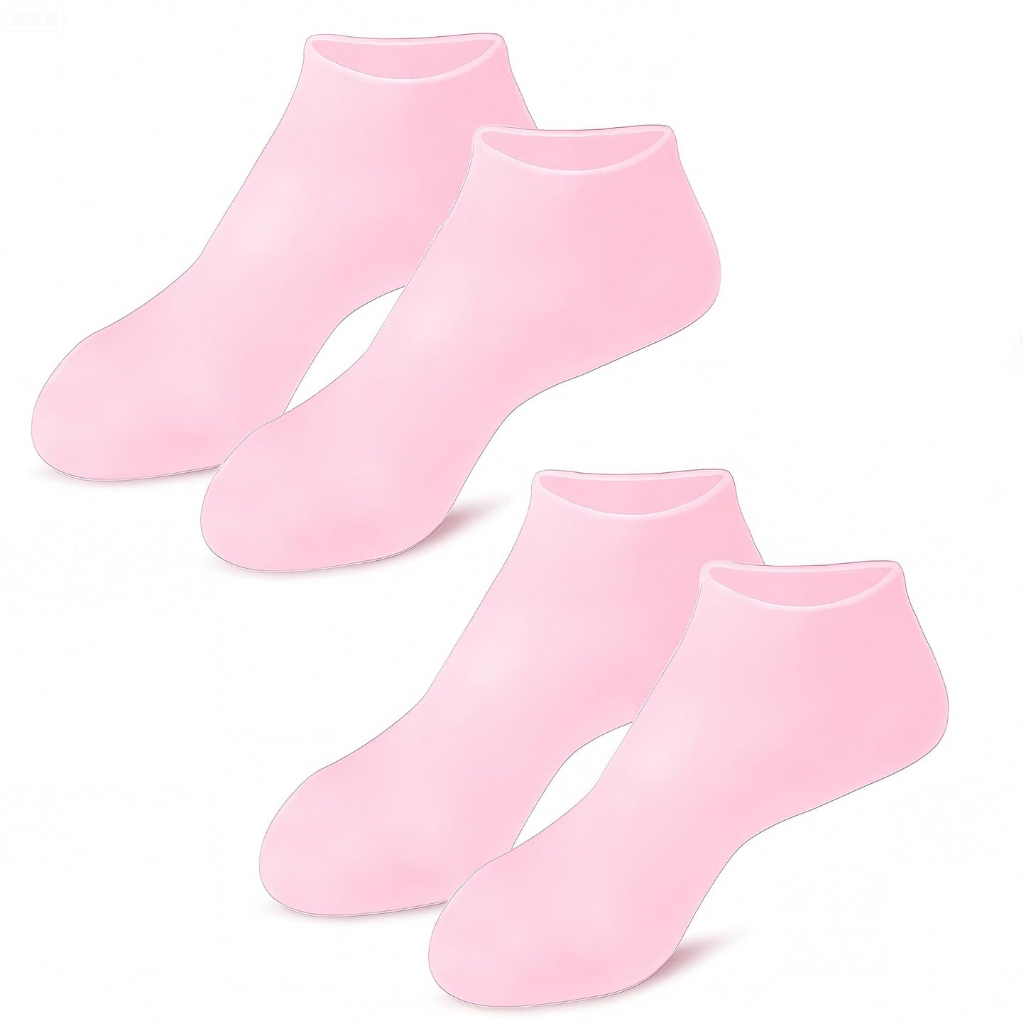 2 Pairs Pink Silicone Socks for Dry Cracked Feet Womens Moisturizing Foot Socks Fits Up to Size 10