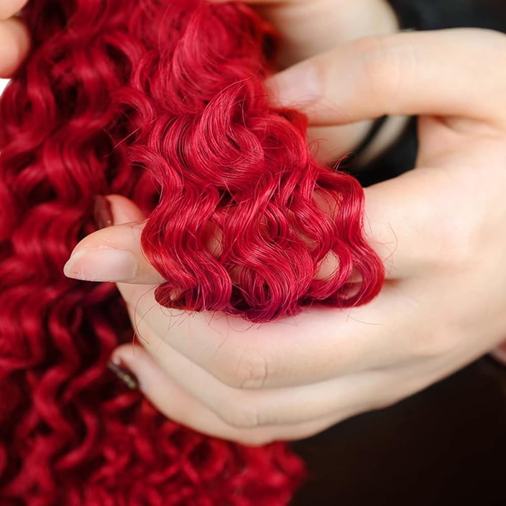 Red Human Hair Bundles GveoXvo Red Water Wave Bundles 12 14 16 Inch Unprocessed Virgin Mixed Length Burgundy Bundle Hair Extensions