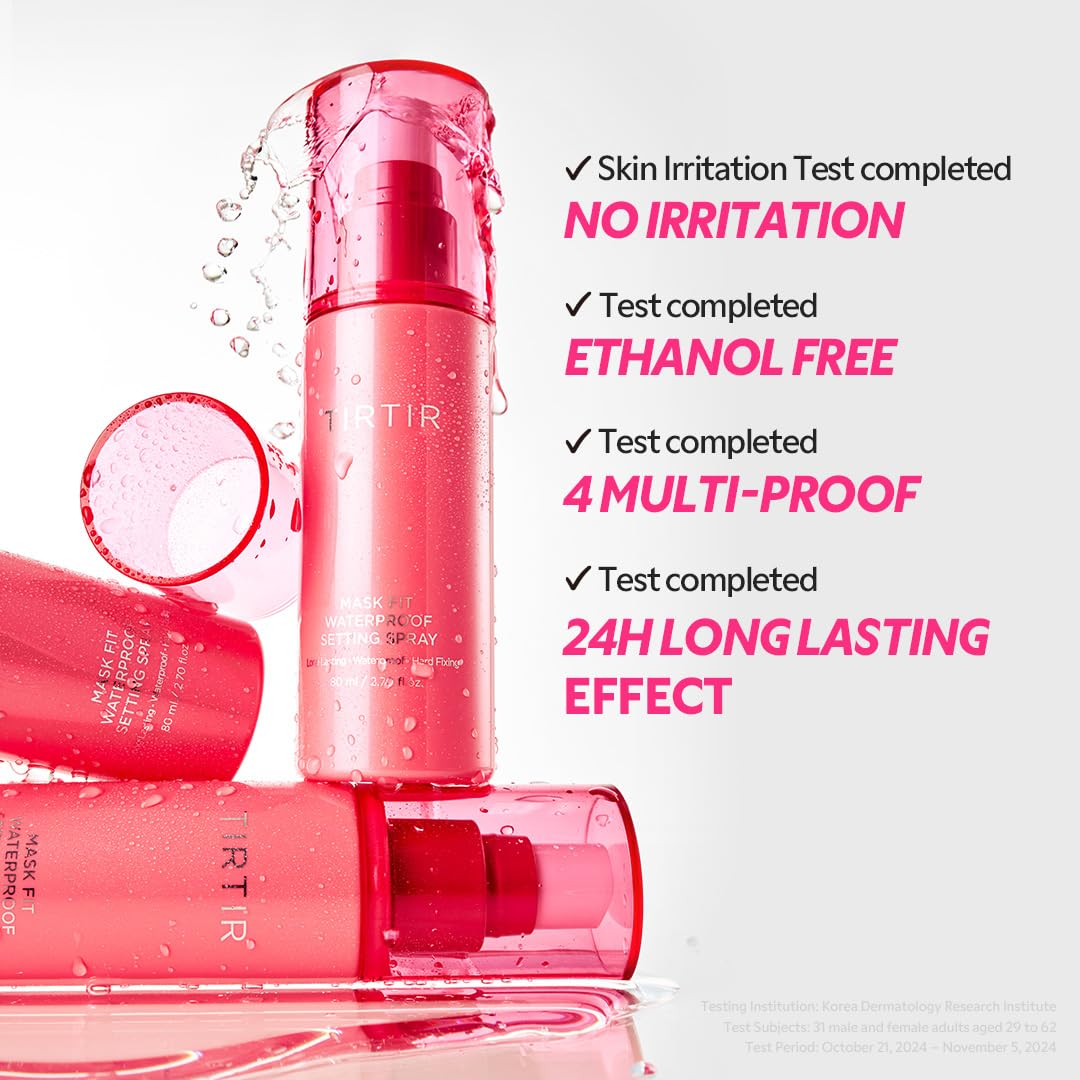 TIRTIR Waterproof Setting Spray - 24-Hour Long-Lasting Makeup Finisher | Ethanol-Free, Semi-Matte for Oily Skin