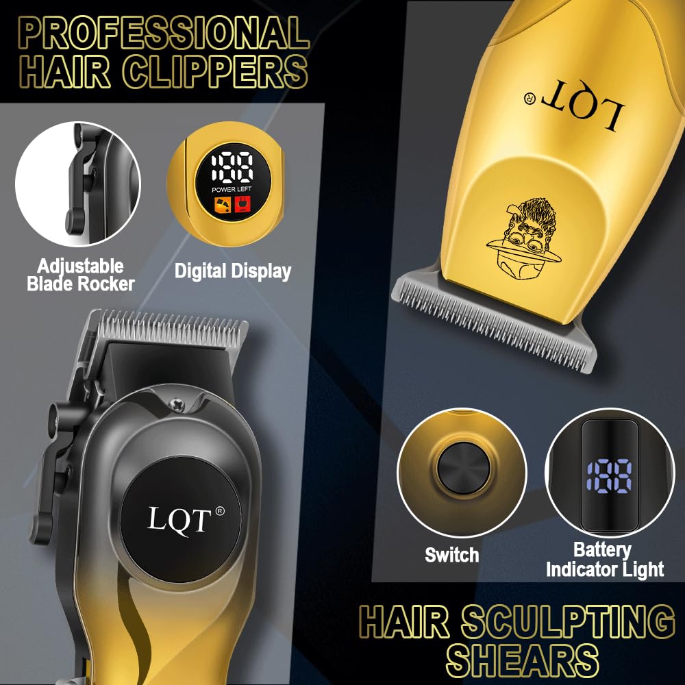 LQT Hair Clippers for Men LED Display Cordless Clippers Set Professional Electric Beard and Mustache Trimmer for Men Foil Shaver Nose and Ear Hair Trimmer for Birthday Son Husband Father Men Gifts