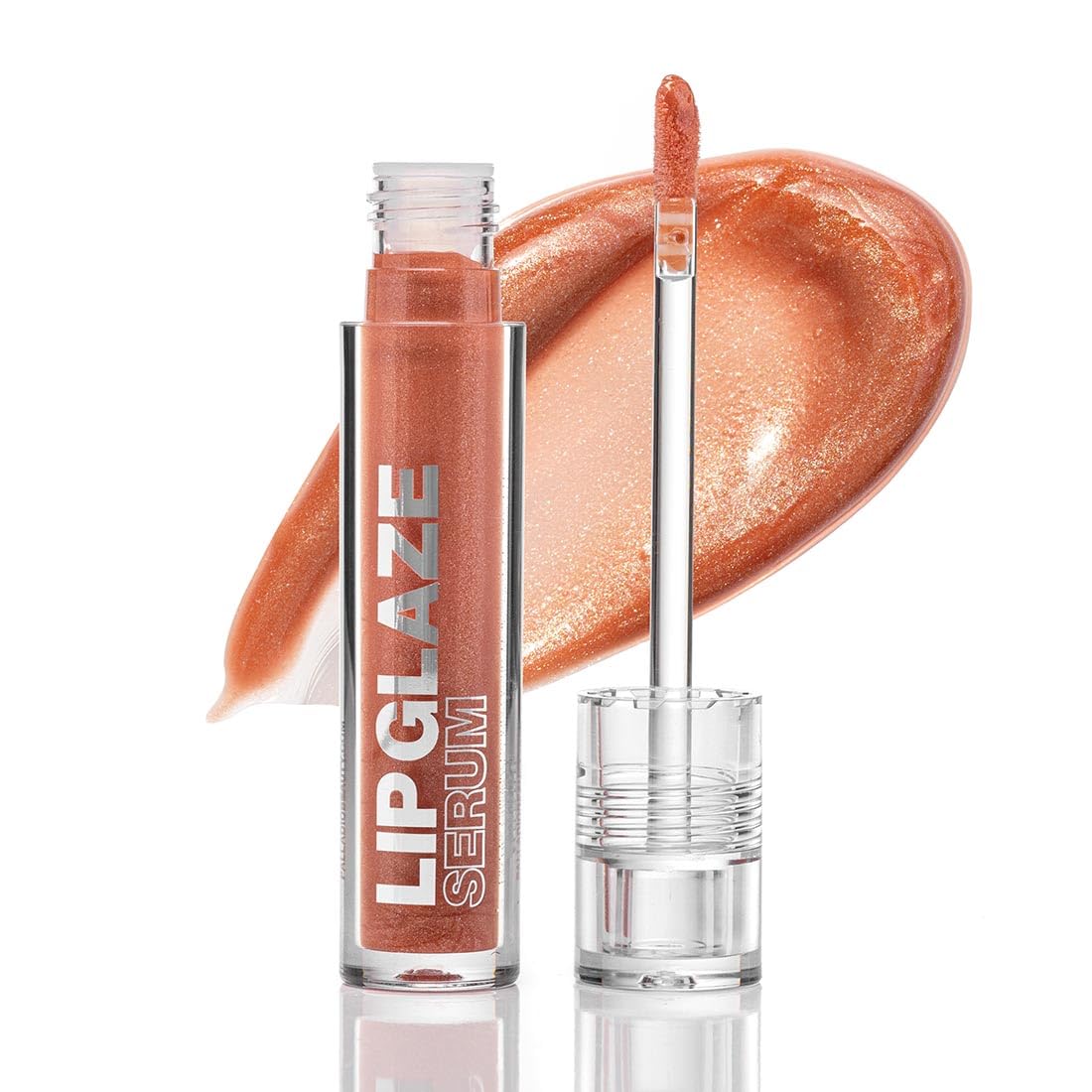 Palladio Lip Glaze Serum - Hydrating Lip Gloss with Peptides & Hyaluronic Acid for Plump Lips | Vegan, High-Shine (Blush Brulee)