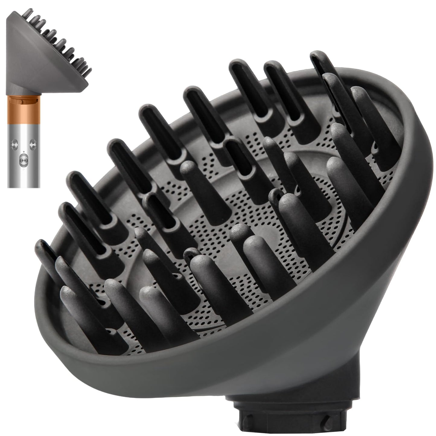Dotspun Upgraded Large Diffuser Attachment for Dyson Airwrap Styler HS01/HS05/HS08 - Converts to Hair Dryer, Fast Drying Wave & Curly & Thick, Heat Resistant Nylon Fiber Nozzle Attachments (Grey)