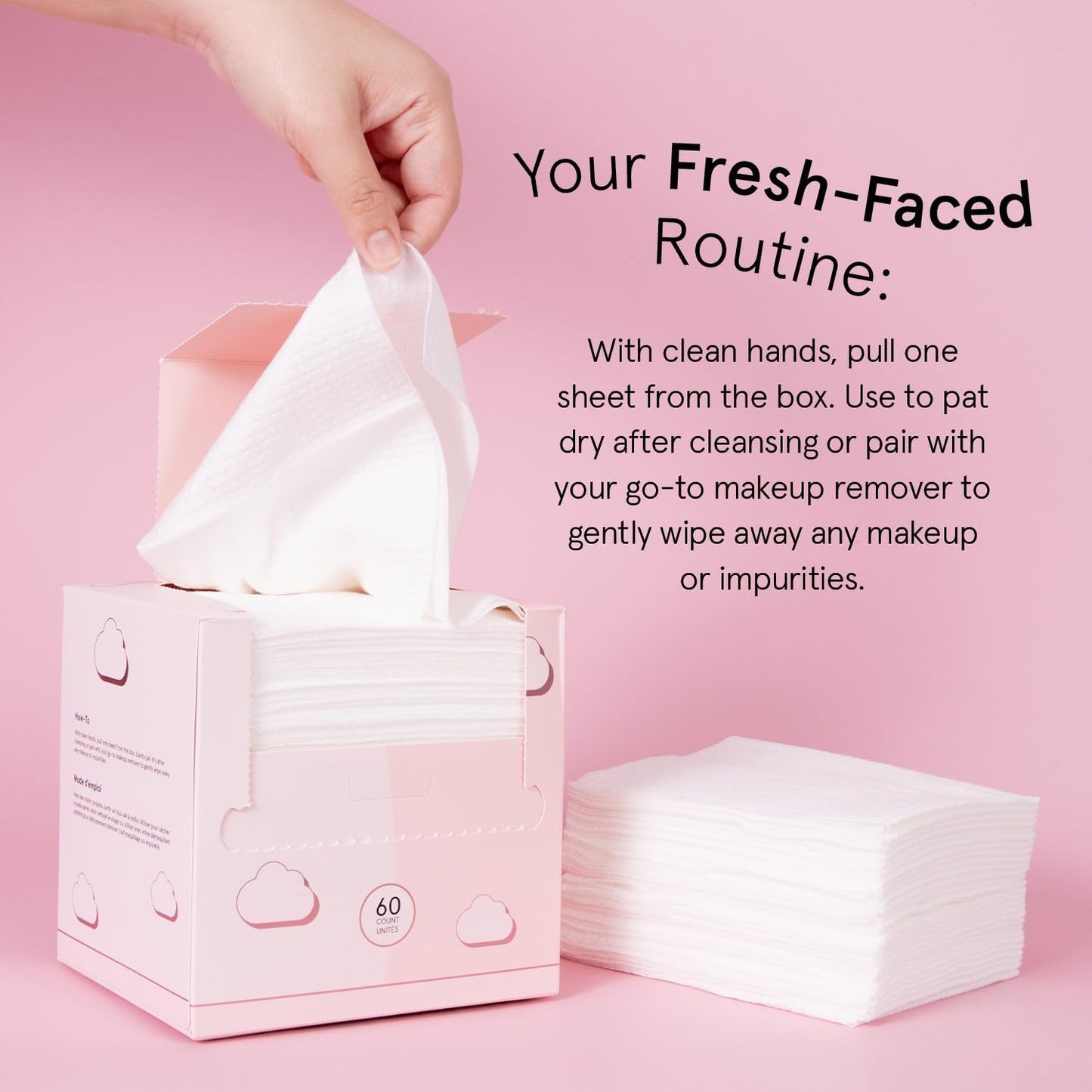 Face Towels Disposable - Ultra-Soft Absorbent Wipes for Cleansing | XL Lint-Free Vegan Facial Towels (60 Count)