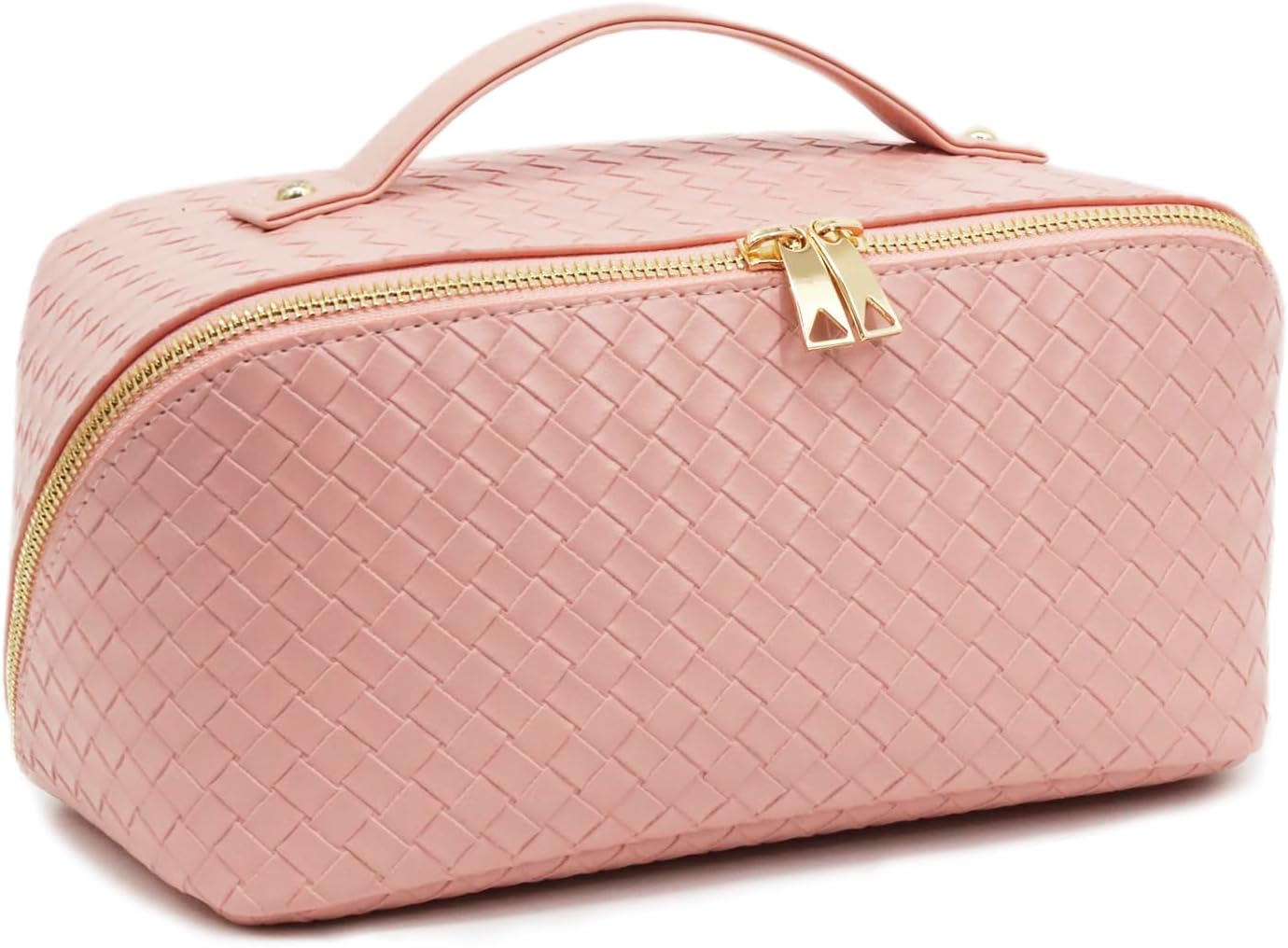 Travel Makeup Bag - Large Waterproof Cosmetic Organizer with Double Zipper | Pink Toiletry Pouch for Women