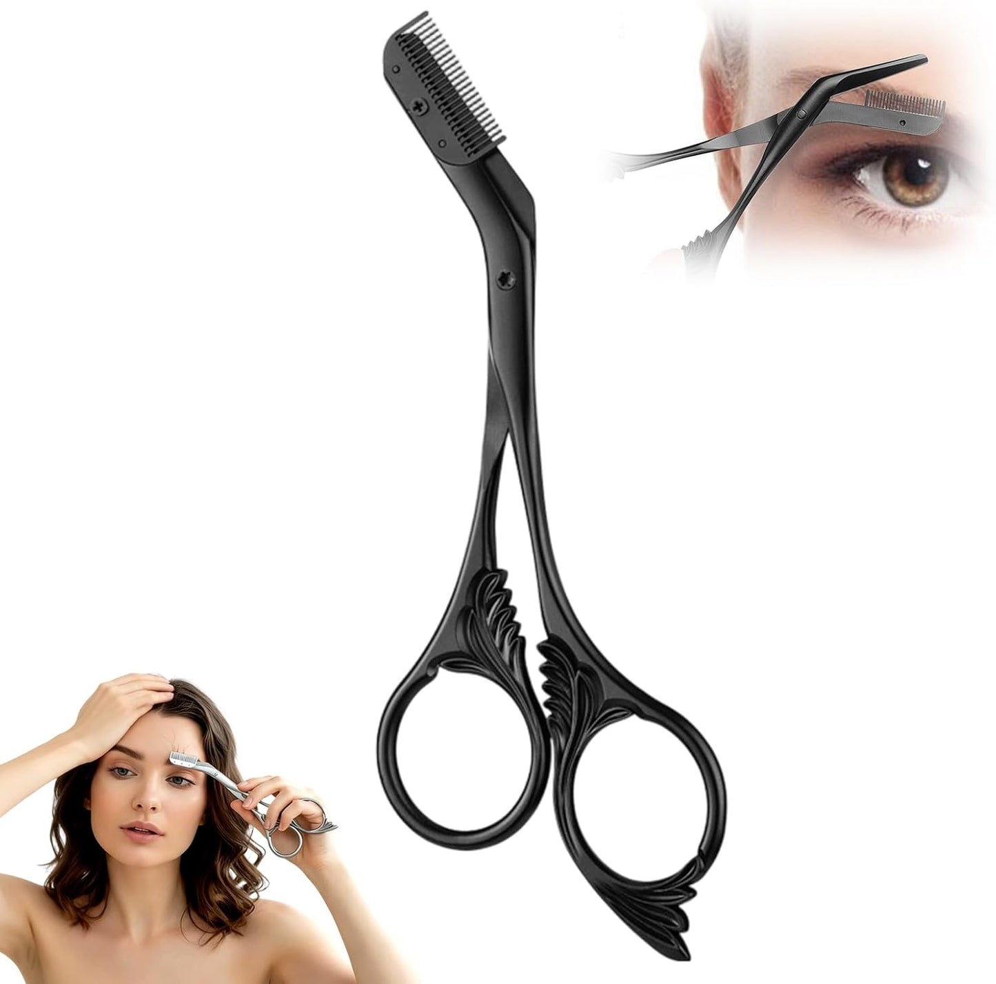 Eyebrow Trimmer Scissors - Stainless Steel Precision Cutter for Hair Removal | Grey