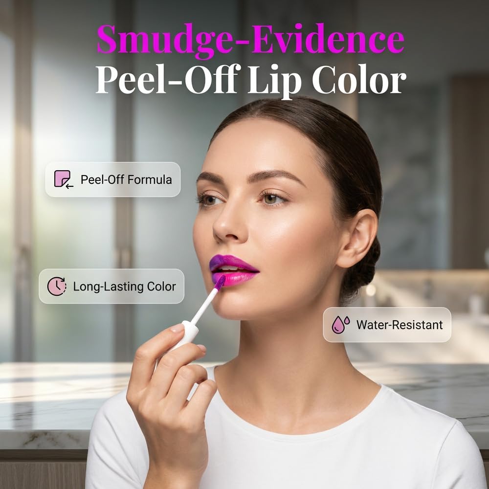 Peel Off Lip Stain Tint - Long Lasting Waterproof Formula, Hydrating Color | Cool Rose