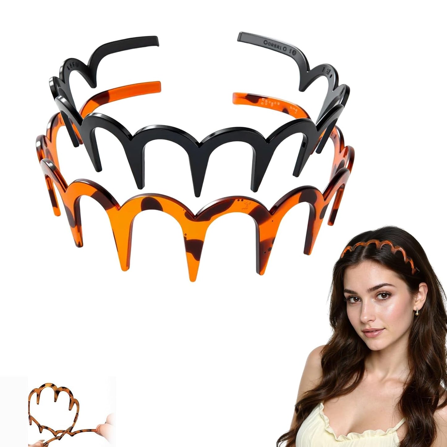 U Shape Fashion Tooth Hair Comb Headband - 2PC Set | Zig Zag Design for Women & Girls (Mix 2, M)