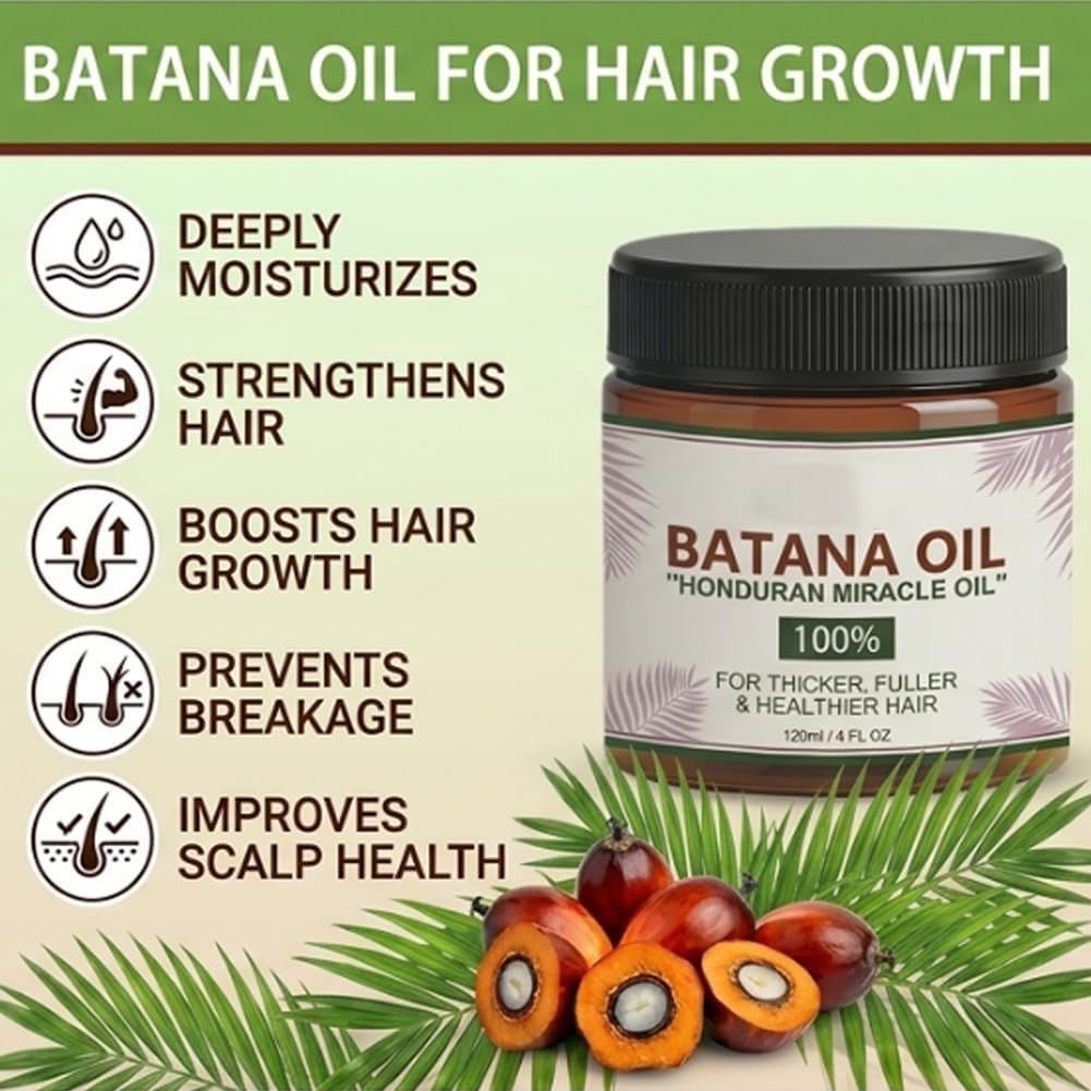 2PCS Oil for Hair Growth, Natural Organic Pure Batana from Honduras, Scalp Oil, Nourishes Scalp, Supports Hair Thickness, Tames Frizz & Adds Shine for Men & Women