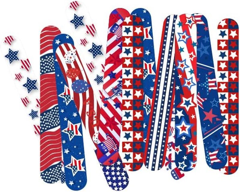 Slap Bracelets for Kids - 50 Pcs 4th of July Party Supplies | Fun Classroom Prizes & Favors