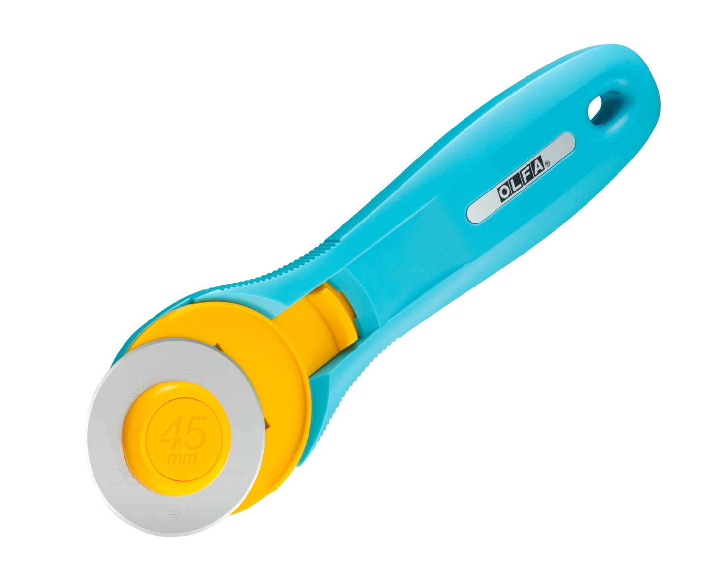 OLFA 45mm Quick-Change Rotary Cutter (RTY-2/C) - Rotary Fabric Cutter w/Blade Cover for Crafts, Sewing, Quilting, Replacement Blade: OLFA RB45-1 (Aqua)