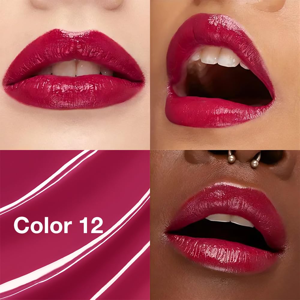 HHLTOH 1Pcs Tinted Lip Balm Moisturizing Lipstick – Waterproof Hydrating Matte Lip Balm for Women, Creamy Natural Color Stain for Dry Lips,Soft Matte Finish with Subtle Scent (#12 Berry Rose Red)