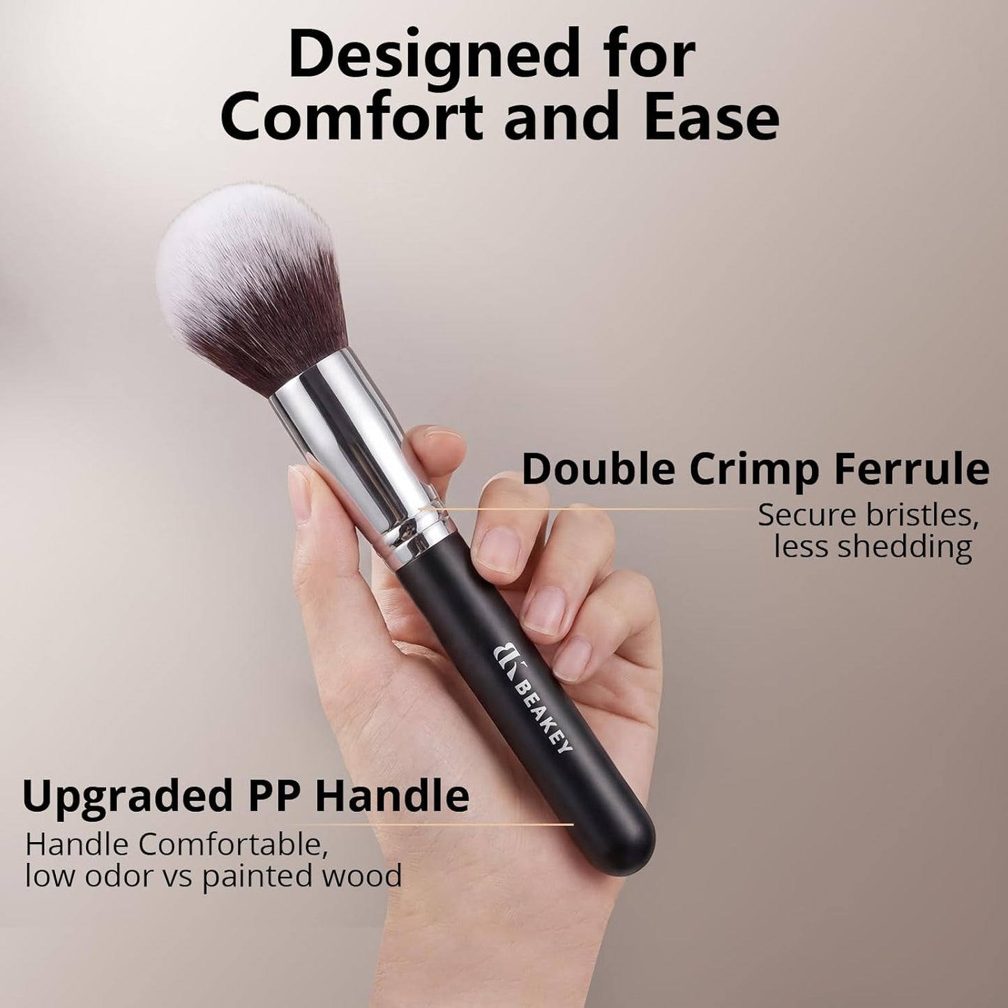 BEAKEY Makeup Brushes Set - Professional Foundation, Eyeshadow & Blush Applicators with 2 Blender Sponges | Beauty Paper Case