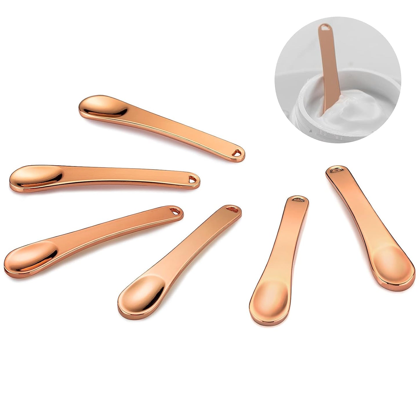 Tekson 6-Piece Metal Cosmetic Spatula Set - Reusable Makeup Spoons for Creams & Lotions | Rose Gold, Gold, Silver