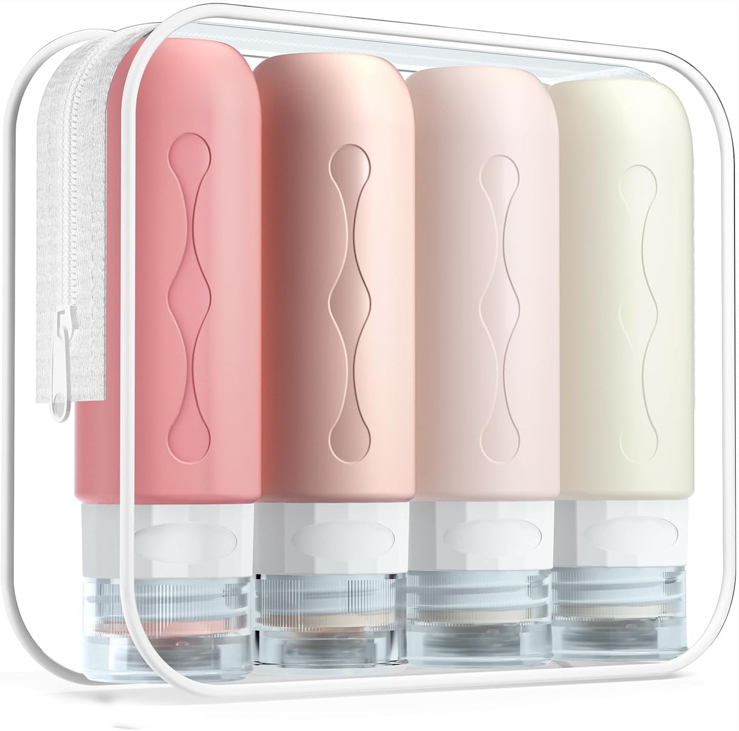 Travel Bottles for Toiletries - TSA Approved 3oz Leak-Proof Containers | BPA-Free Refillable Liquid Accessories (4 Pack)