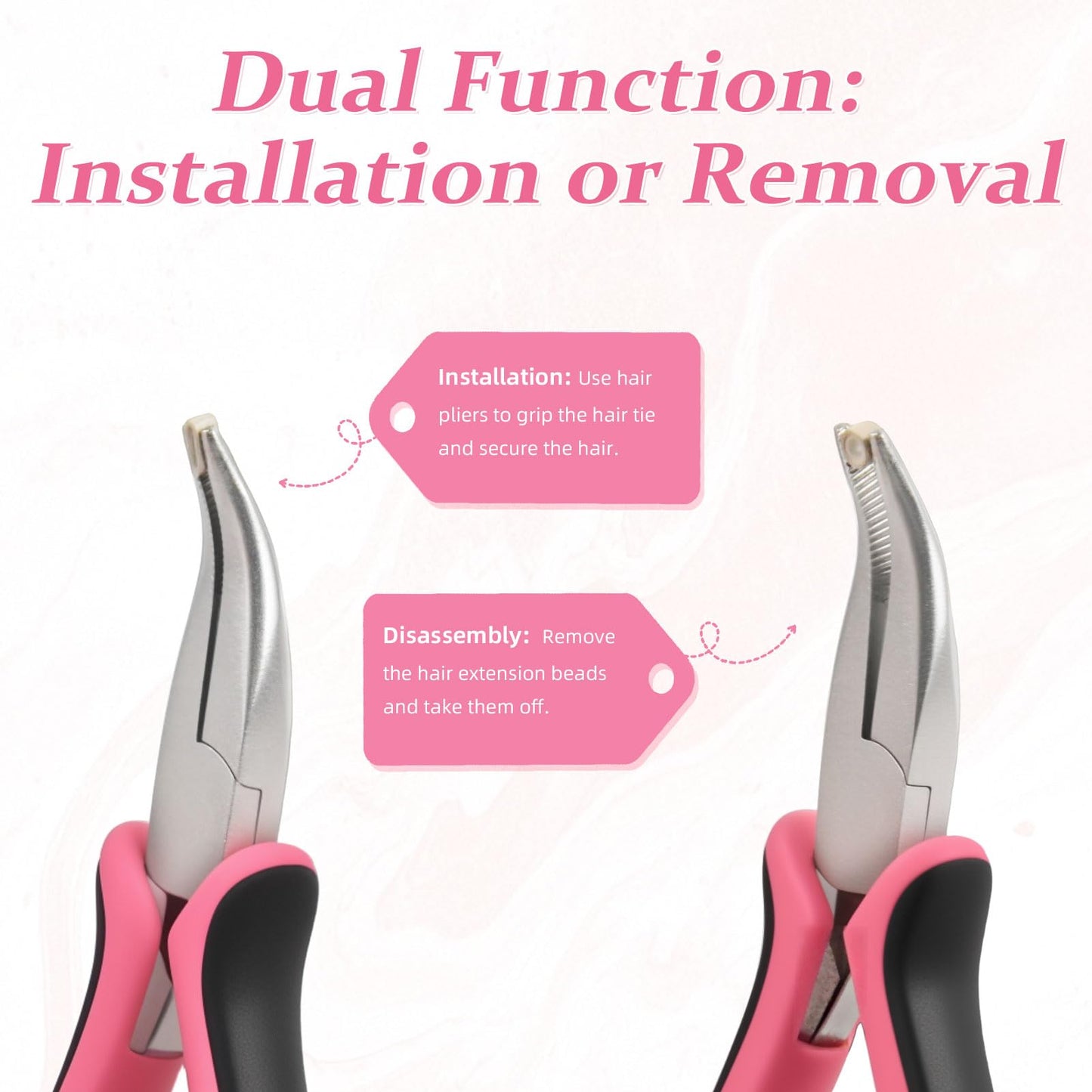 Vlasy Hair Extension Pliers,3PCS Hair Extension Tools for Micro Link Nano Ring Installation and Removal,Hair Tinsel or Feather Tool for Professional Styling (Pink)