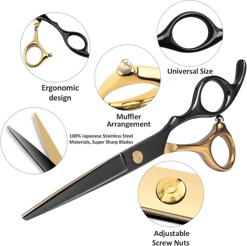 Professional Hair Cutting Scissors - Stainless Steel Barber Thinning Shears | Multifunctional Kit for Salon & Home Use
