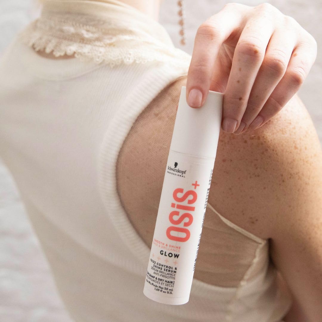 OSiS+ Glow Anti-Frizz Shine Serum for Hair 1.69 oz | Lightweight, Light-Hold Formula | Frizz Control, and Humidity Protection