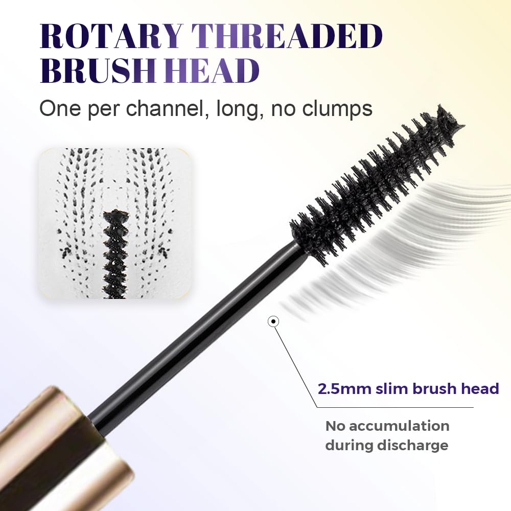 Lengthening Waterproof Mascara - Ultra-Fine Quick-Dry Formula for Short Lashes | Volumizing 3D Curling Black Mascara