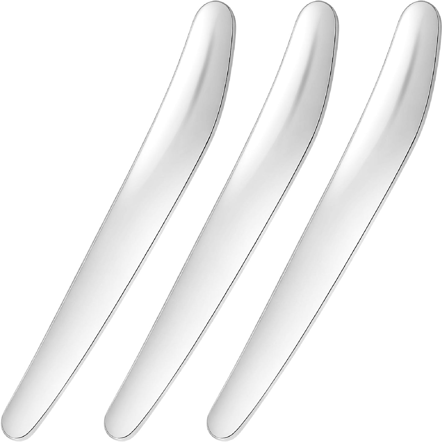 Pndeyo 3pcs Mini Stainless Steel Makeup Spatula, 2.87x0.49in Reusable Cosmetic Cream Spatulas Spoon, Silver Skincare Scoop Applicator Facial Massage Beauty Tools for Mixing and Sampling Face Eye Cream