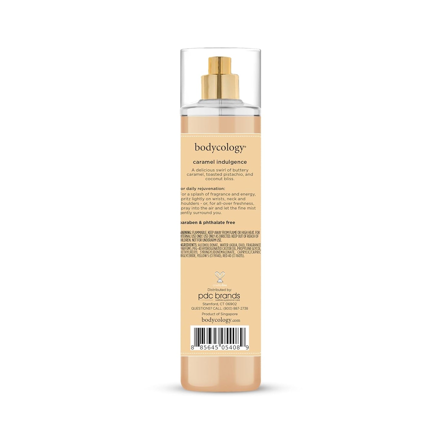 Bodycology Caramel Indulgence Body Mist - Long-Lasting Fragrance, 8 Fl Oz
