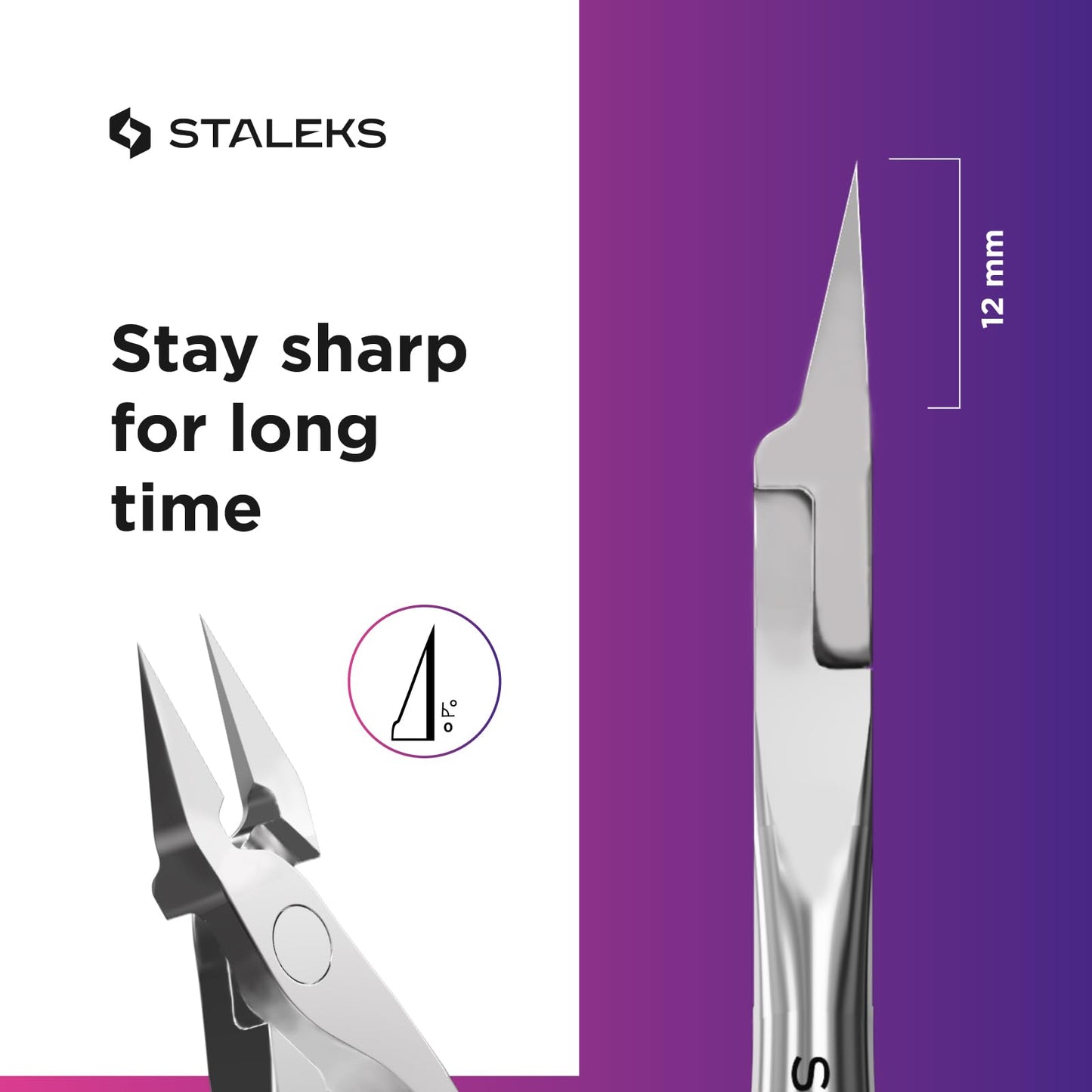 Staleks Pro Expert 61 Ingrown Toenail Nippers – 12mm Blades – Narrow Tips with Safe Ends – Stainless Steel – Professional Pedicure Tool