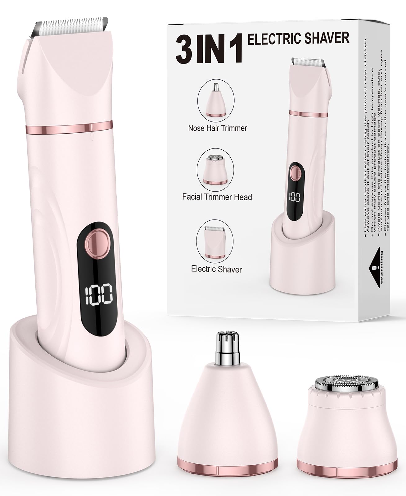 Bikini Trimmer for Women, Nose Hair Trimmer, Painless Electric Razor, Smooth Facial Hair Remover, Body Hair Trimmer for Legs and Armpit