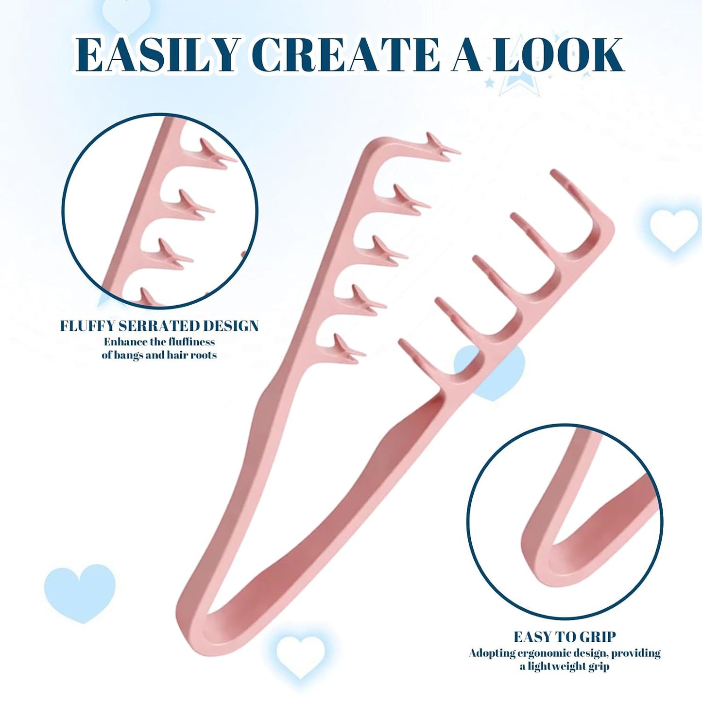 Textured Styling Comb Set - 3PCS Hair Combs for Curly Hair & Travel | Perfect for Hairstyling Enthusiasts