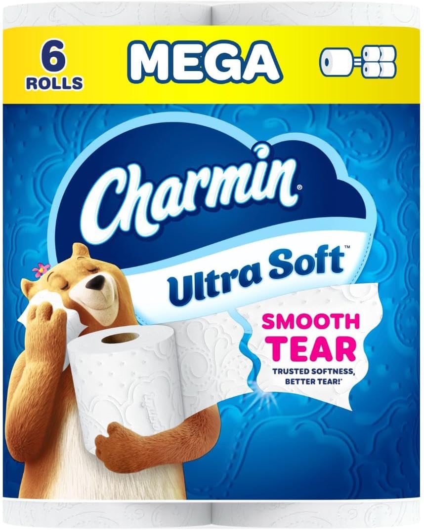 Charmin Ultra Soft Toilet Paper - 6 Mega Rolls | Equivalent to 24 Regular Rolls
