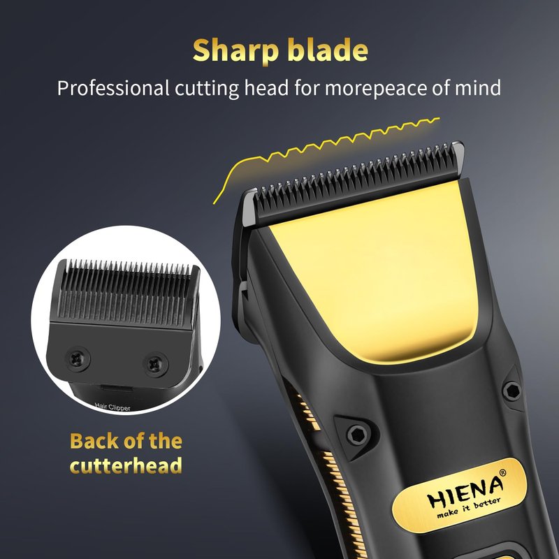 HIENA PRO Cordless Professional Hair Clippers for Men, Rechargeable Hair Cutting with LED Display, Electric Hair Clipper and Hair Trimmer, Gifts for Men