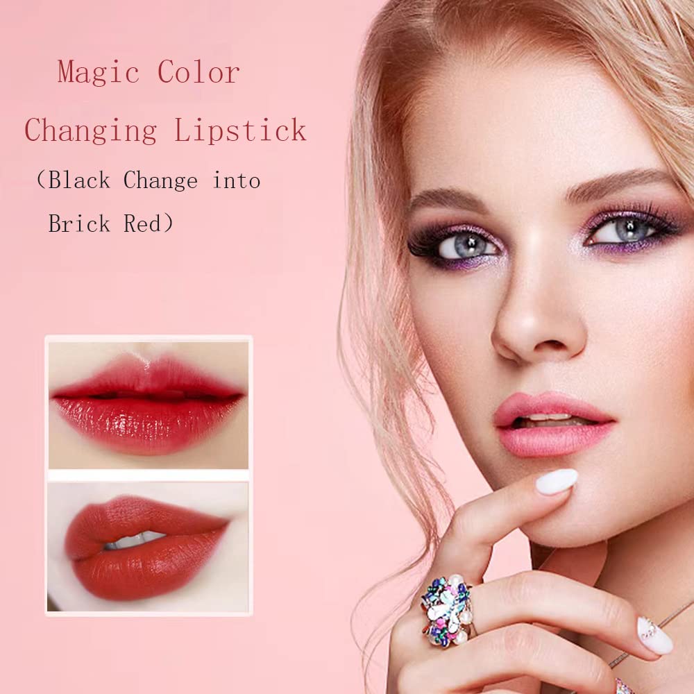 Color Changing Lipstick - Magic Lip Balm That Transforms from Black to Brick Red | Natural Moisturizing Formula for Women