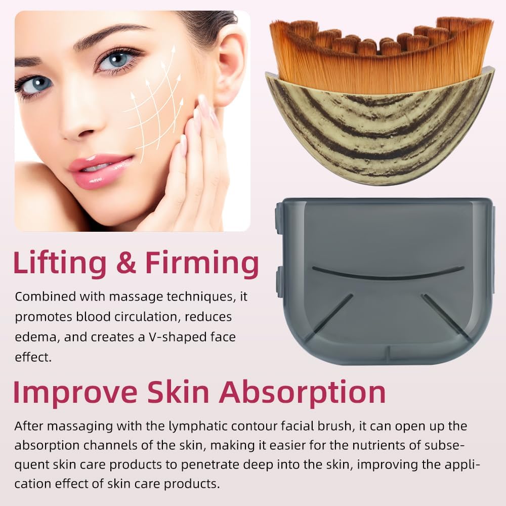 Lymphatic Contour Face Brush - Gua Sha Tool for Facial Contouring & Puffiness Reduction | Ideal for Jawline Sculpting