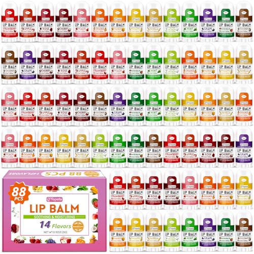 88-Pack Mini Lip Balm Bulk Set – Natural Moisturizing Chapstick Party Favors